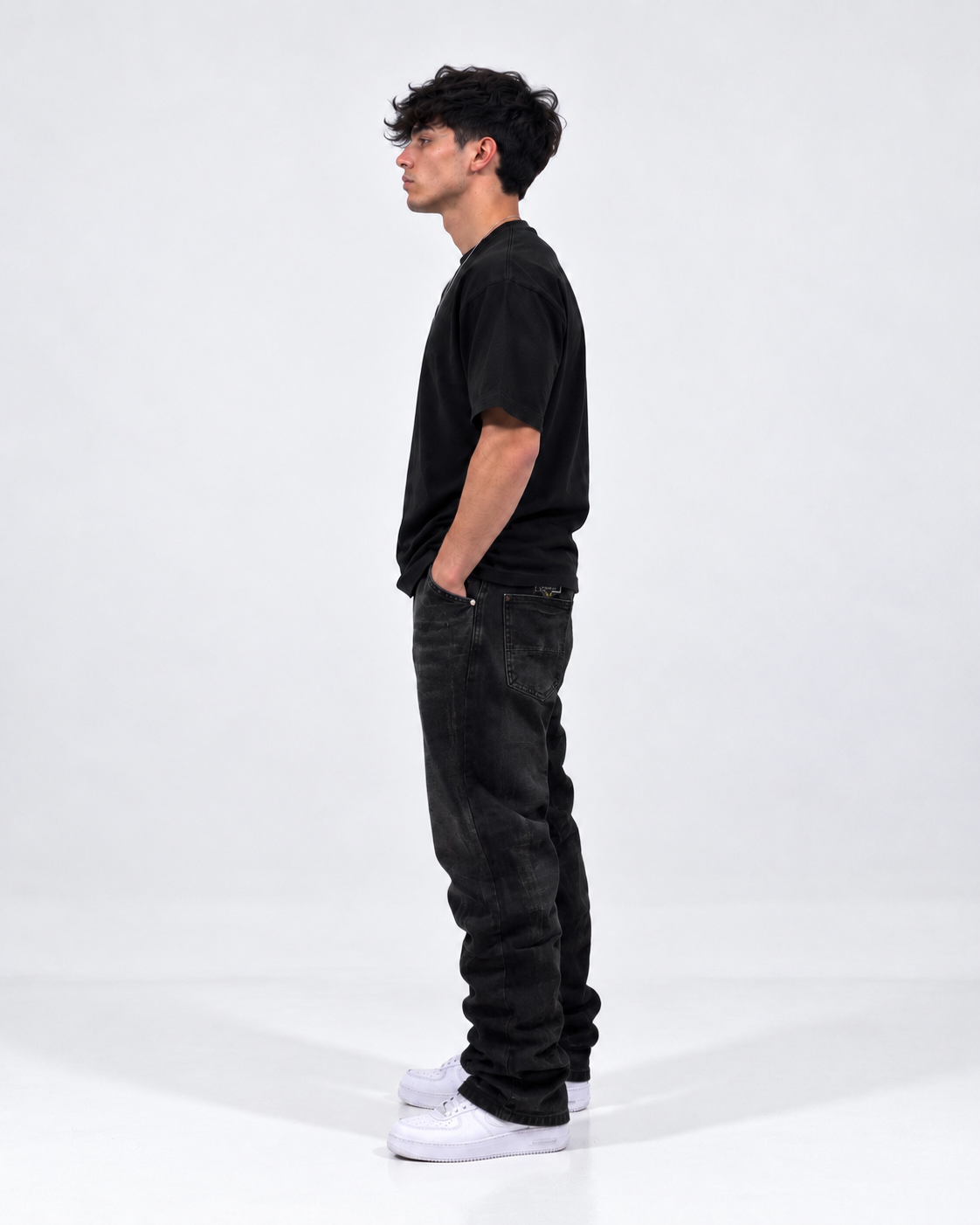 Black acid wash jeans