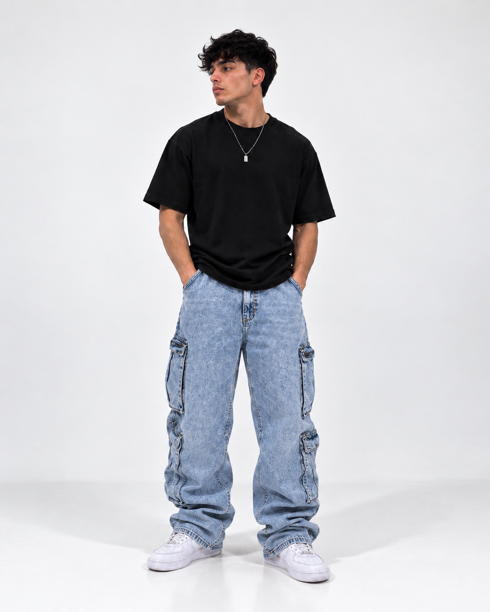 Sky blue cargo jeans