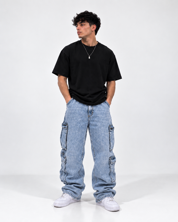 Sky blue cargo jeans