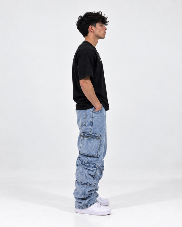 Sky blue cargo jeans