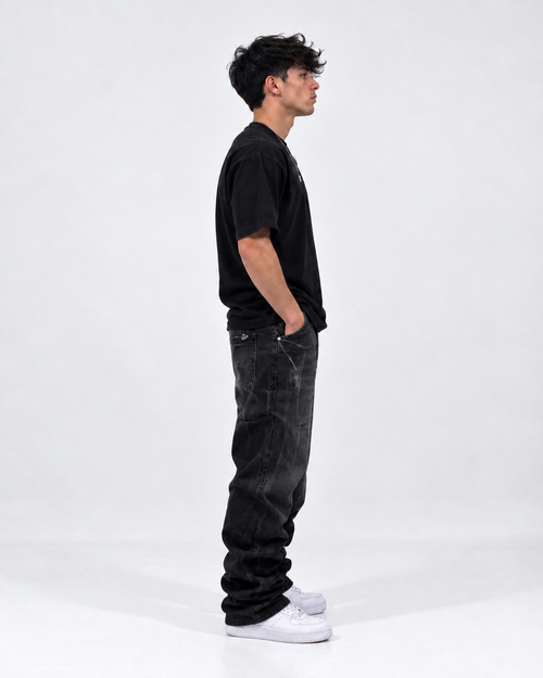 Black acid wash jeans