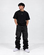 Black acid wash jeans