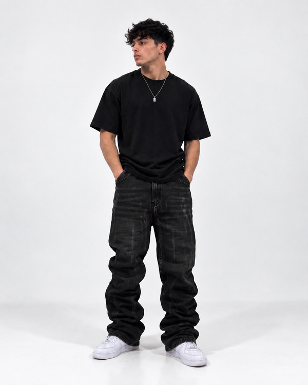 Black acid wash jeans