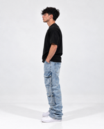 Cloud denim cargo jeans