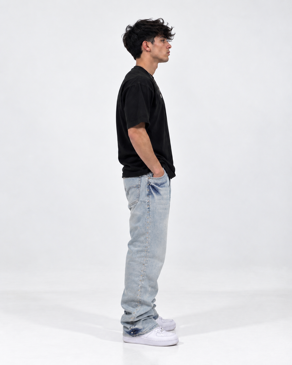 Denim diamond flare jeans